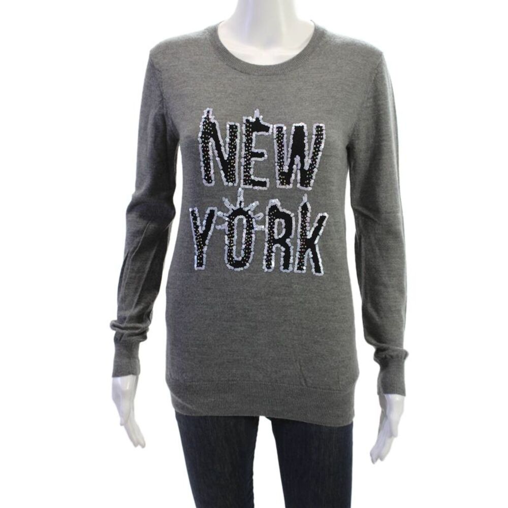 Markus Lupfer Unisex Pullover Sweater Gray Merino Wool Crew Neck Size XS
